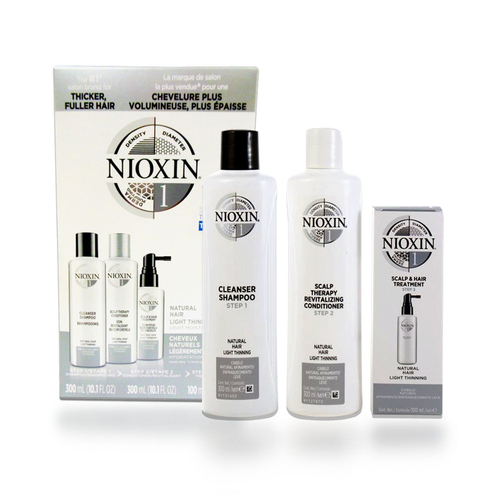 Nioxin System 1 Trio: Cleanser Shampoo 10.1 oz , Scalp Therapy Conditioner 10.1 oz , Scalp & Hair Treatment 3.38 oz