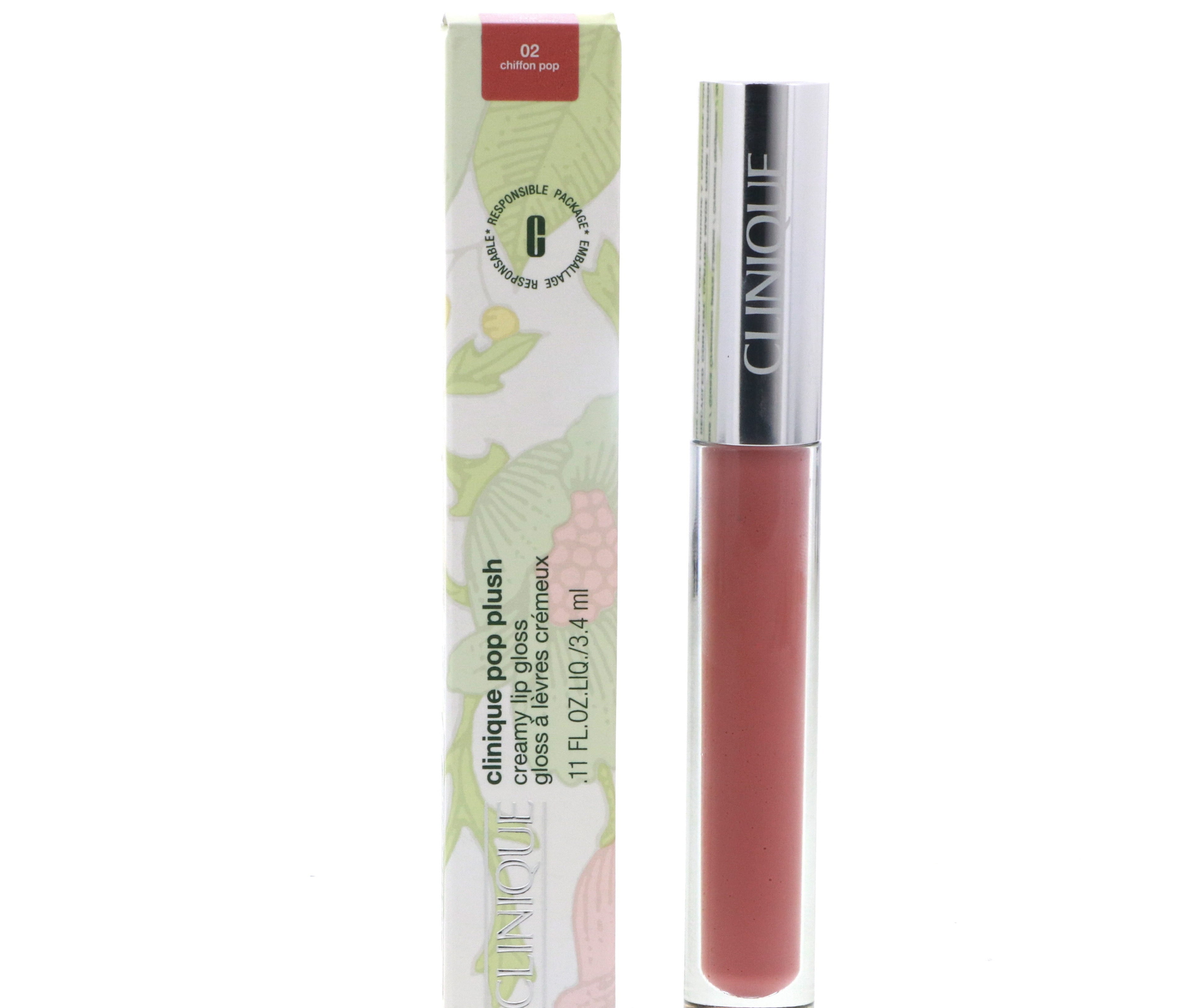 Clinique Pop Plush Creamy Lip Gloss, 02 Chiffon Pop, 0.11 oz